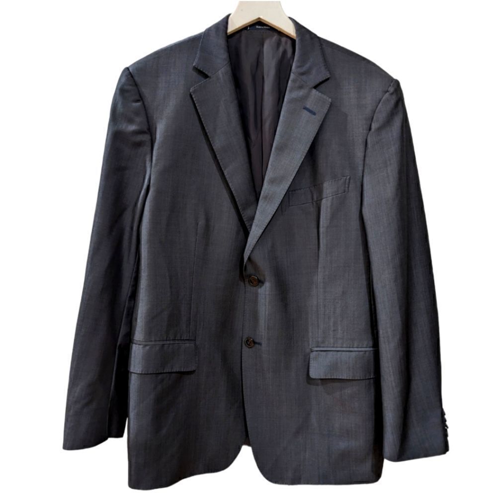 Zegna Mens Wool & Mohair Two Button Shiny Navy Blue Blazer 28QCG4 Size EU 54R